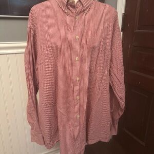 Bullock & Jones Red White Checked Long Sleeve Button Down Cotton Shirt Size XXL